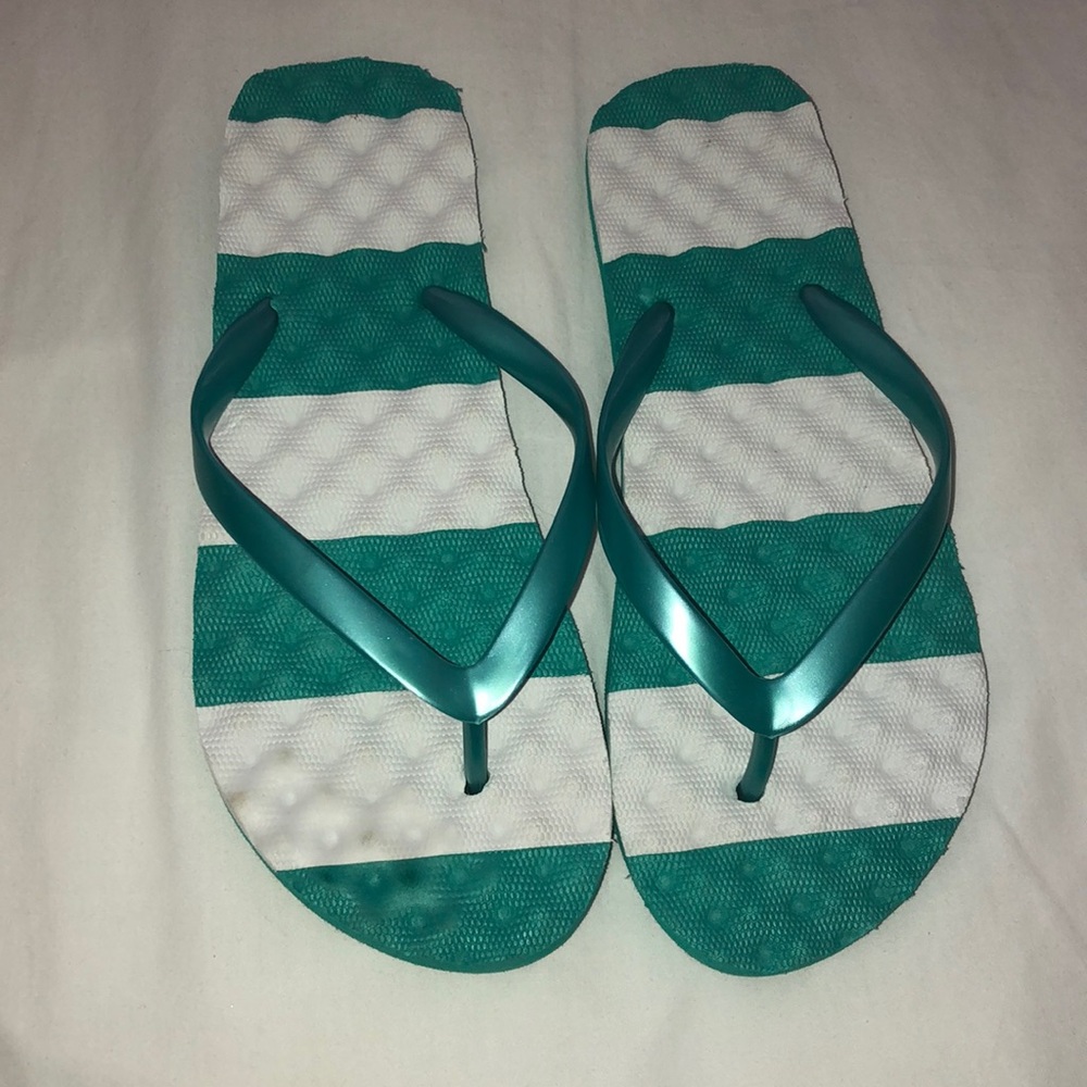 Sea foam green flip flops
